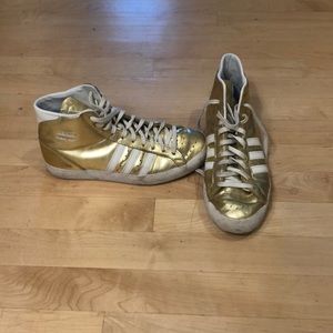 Slightly Worn Gold High Top Sneakers